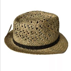 Kiabi French Fedora Men Hat Braided Fiber Paper Natural 7 1/8